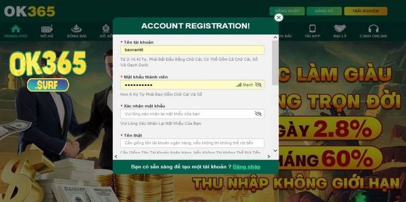 Nhấn xác nhận đăng ký tài khoản khi thông tin cung cấp đã chính xác